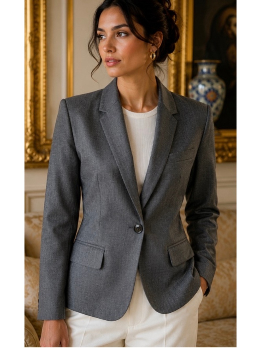Barbara Bui Blazer Size 8 Grey New Luxury French Brand!